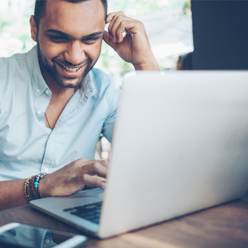 Man looking at laptop