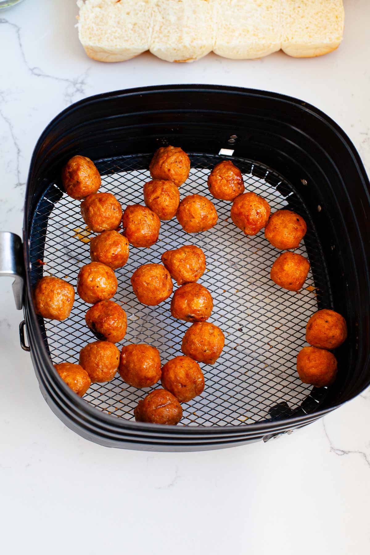 trader joe's buffalo chicken meatballs in air fryer basket
